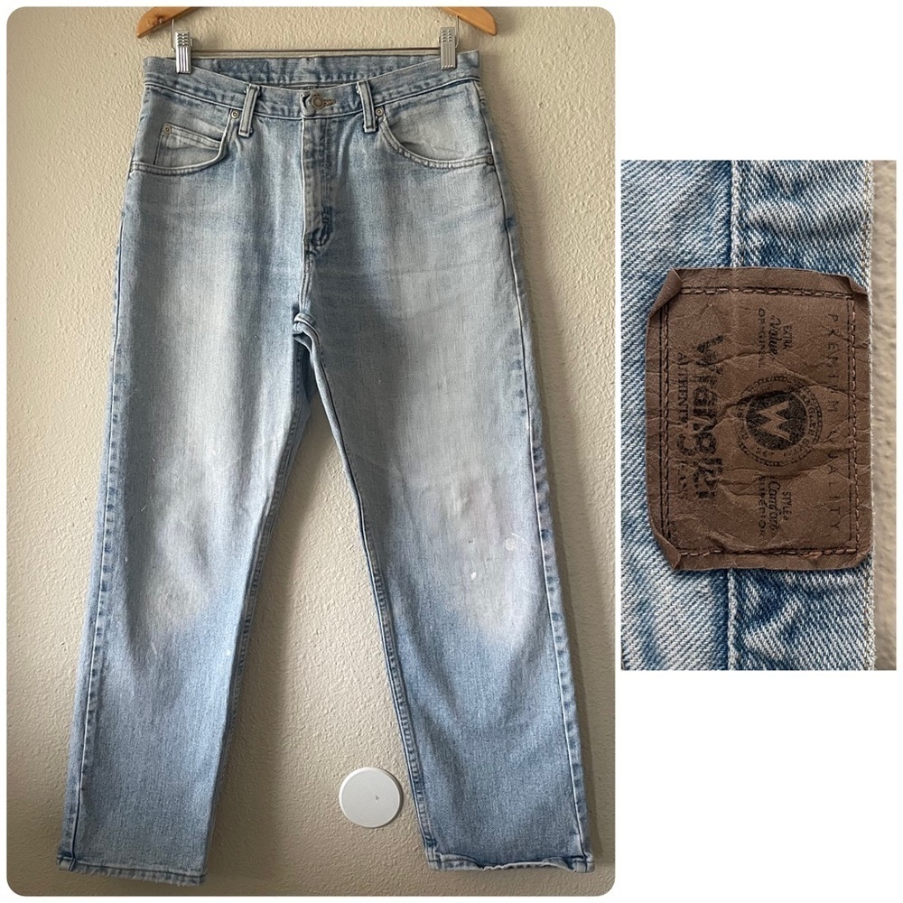 Wrangler Relaxed Straight Jeans Men’s 32x30 Blue Light Wash 100% Cotton 97601SB